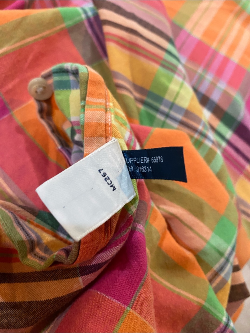 Ralph Lauren Orange, Pink & Green Plaid Button-Down Shirt - Picture 5 of 6